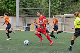 महिला अंतर्राष्ट्रीय ग्रीष्मकालीन कप में फुटबॉल टीमें खेलती हुई
