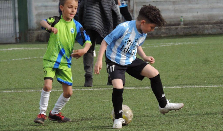 Boys playing football at the Ischia Cup Memorial Giovanni Oranio tournament